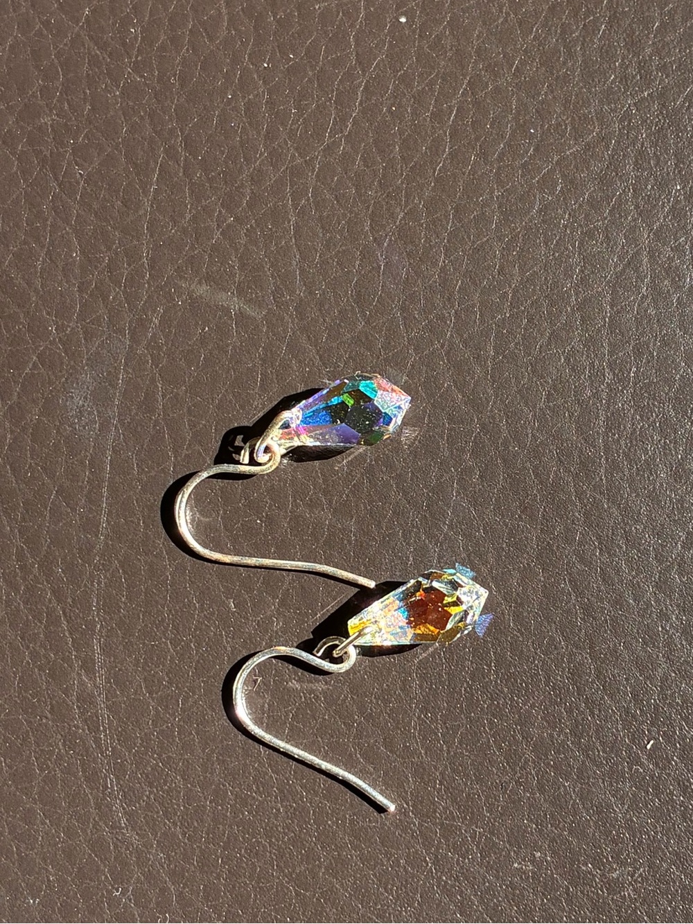 Teardrop Aurora Borealis Crystal Dangle Earrings
